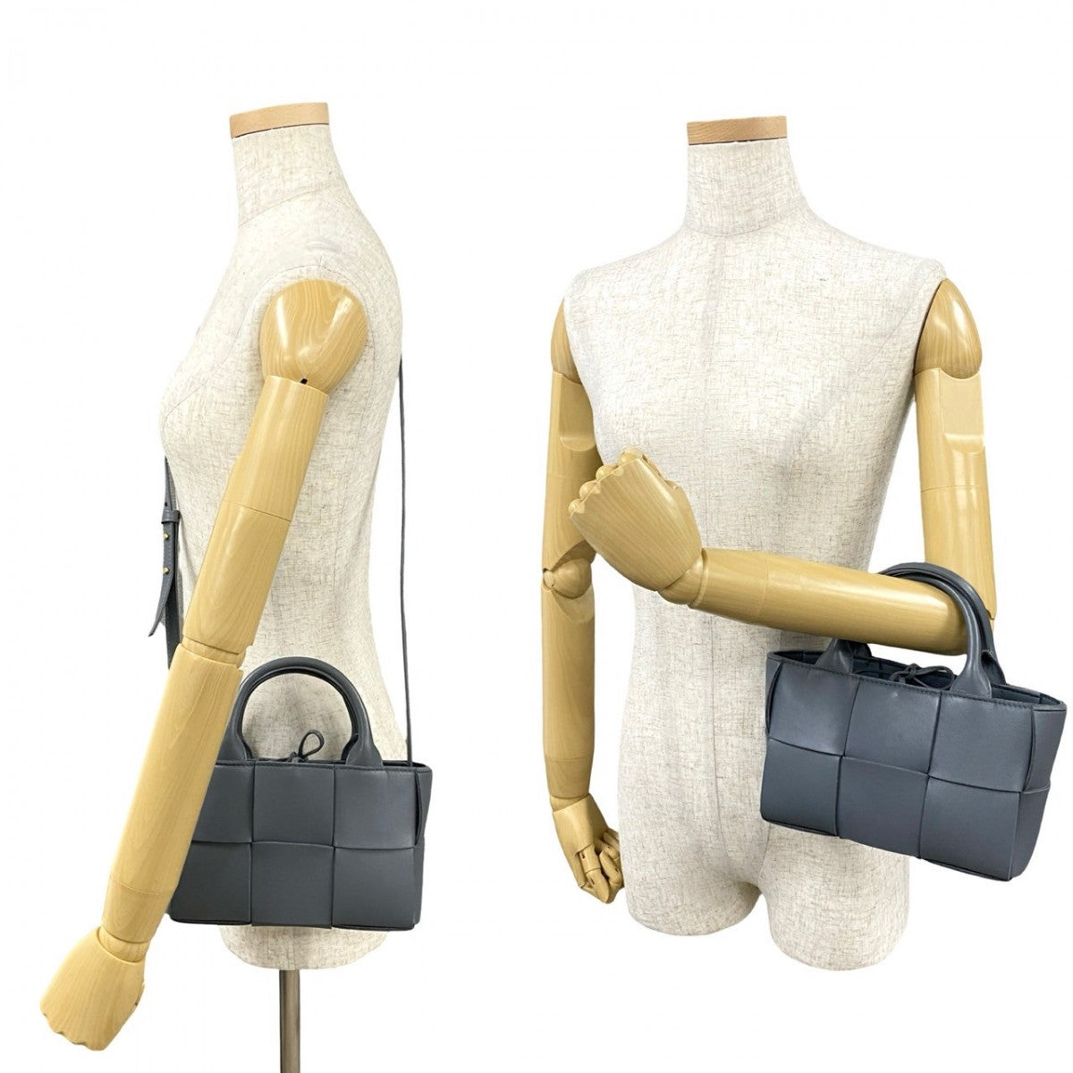 BOTTEGAVENETA Shoulder Bag leather gray INTRECCIATO Arco Mini Women