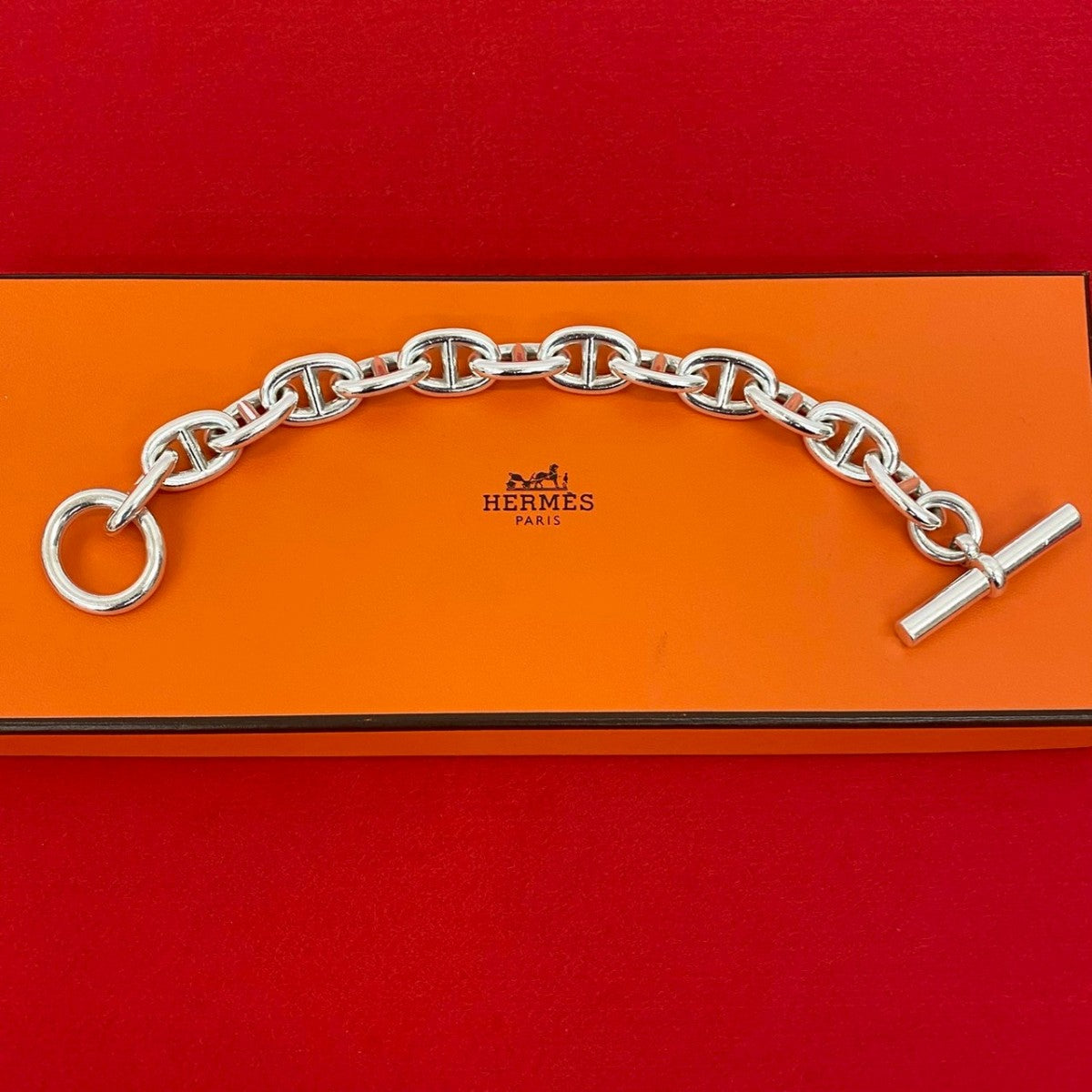 HERMES bracelet Silver925 Silver Chene Dunkle TGM 13 frames