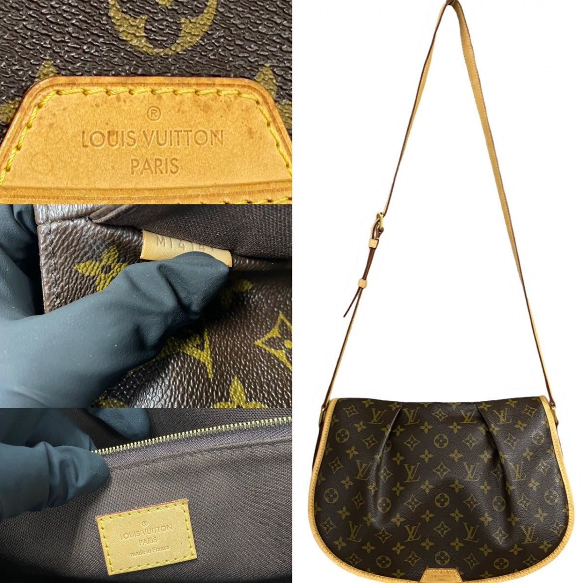 LOUIS VUITTON Shoulder Bag M40473 Leather, PVC Brown Monogram Menilmontan MM mens(Unisex)