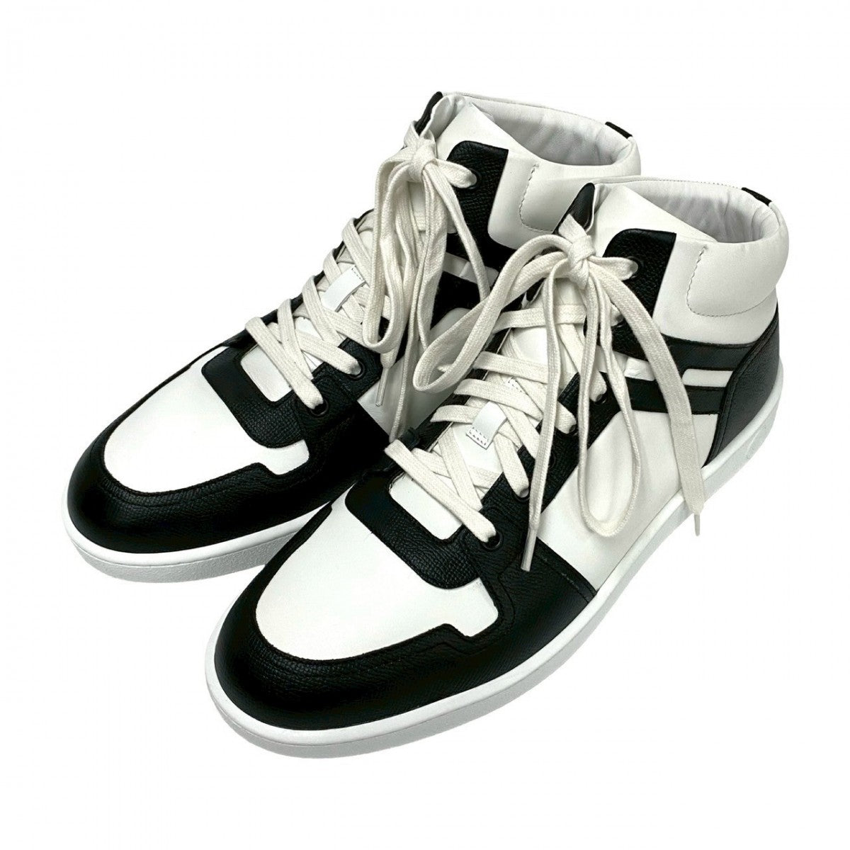 HERMES sneakers Calfskin , Epsom Two-tone (black) inject mens 43