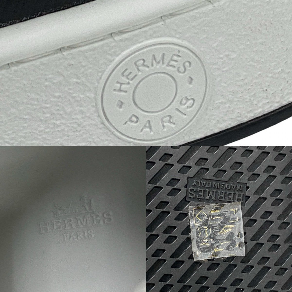 HERMES sneakers Calfskin , Epsom Two-tone (black) inject mens 43