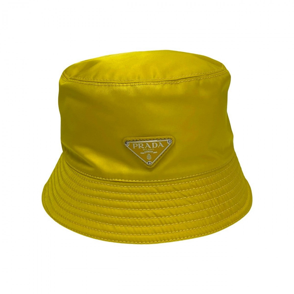 PRADA hat Nylon yellow Triangular logo Re-Nylon mens M