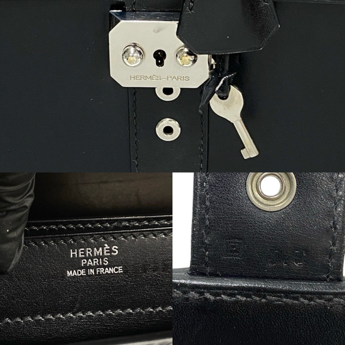HERMES Business bag Box scarf black Sac Adpesh38 mens
