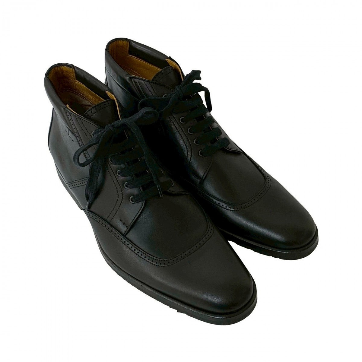 HERMES boots leather black mens 42