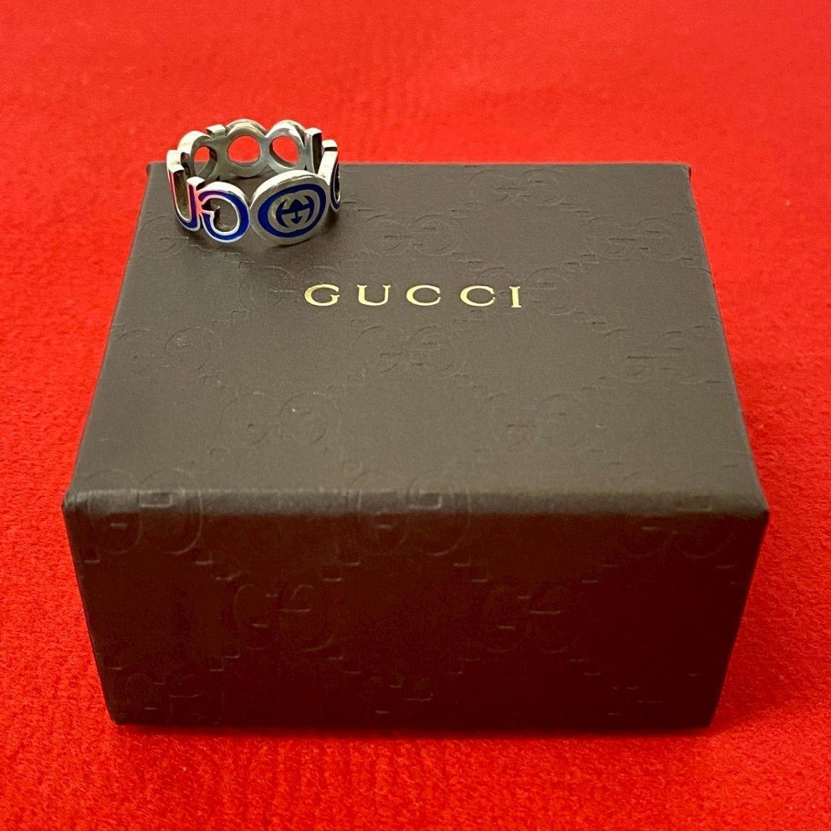 GUCCI Ring Silver925 Silver Interlocking G enamel ring mens