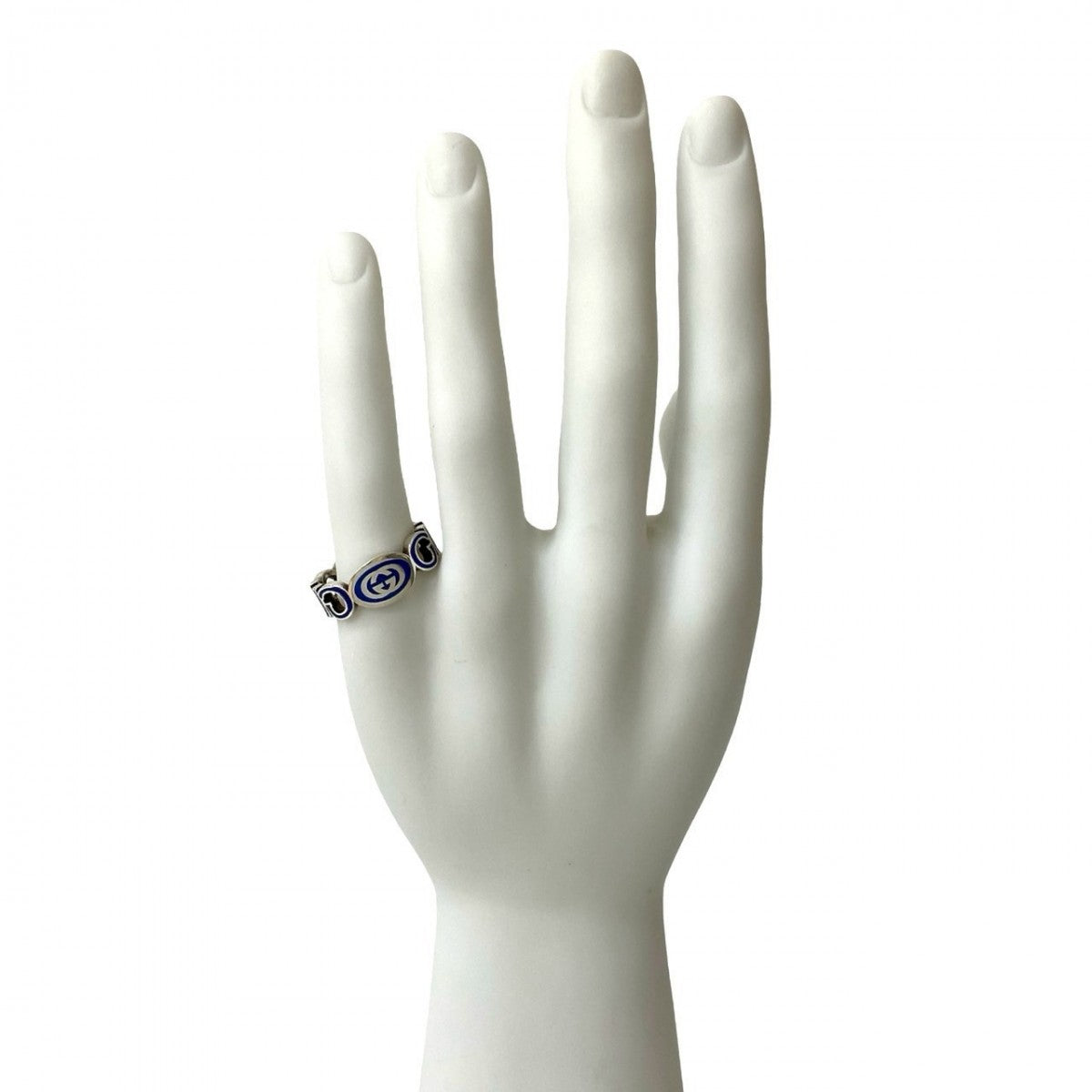 GUCCI Ring Silver925 Silver Interlocking G enamel ring mens