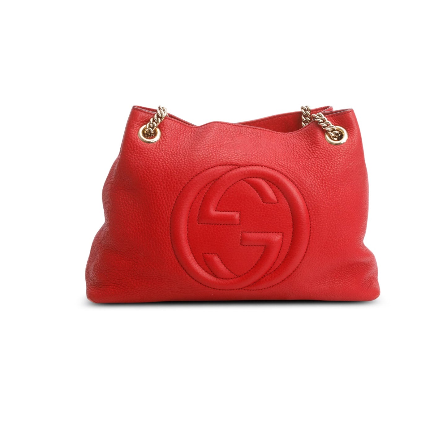 Gucci Red Grained Leather Medium Soho Chain Tote
