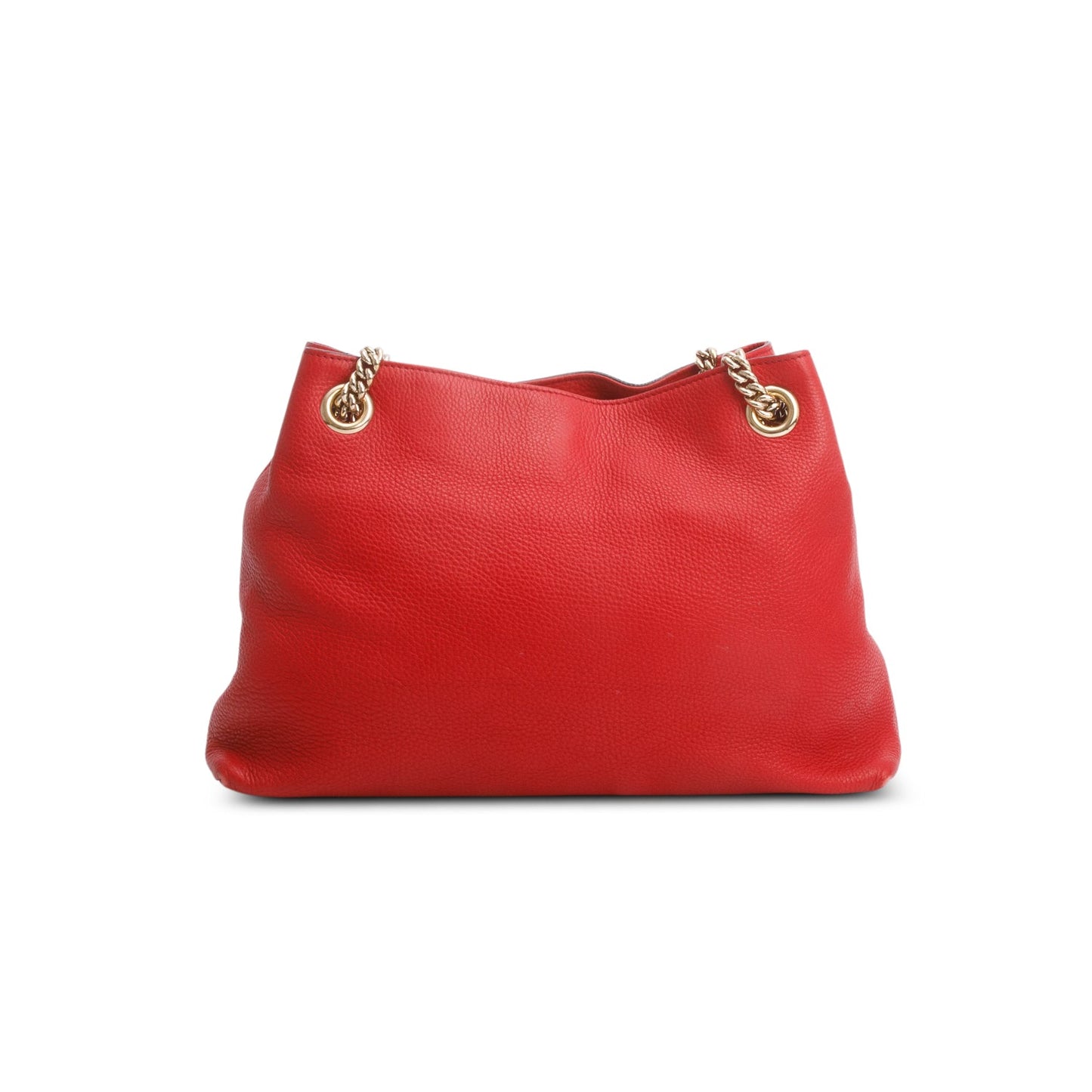 Gucci Red Grained Leather Medium Soho Chain Tote