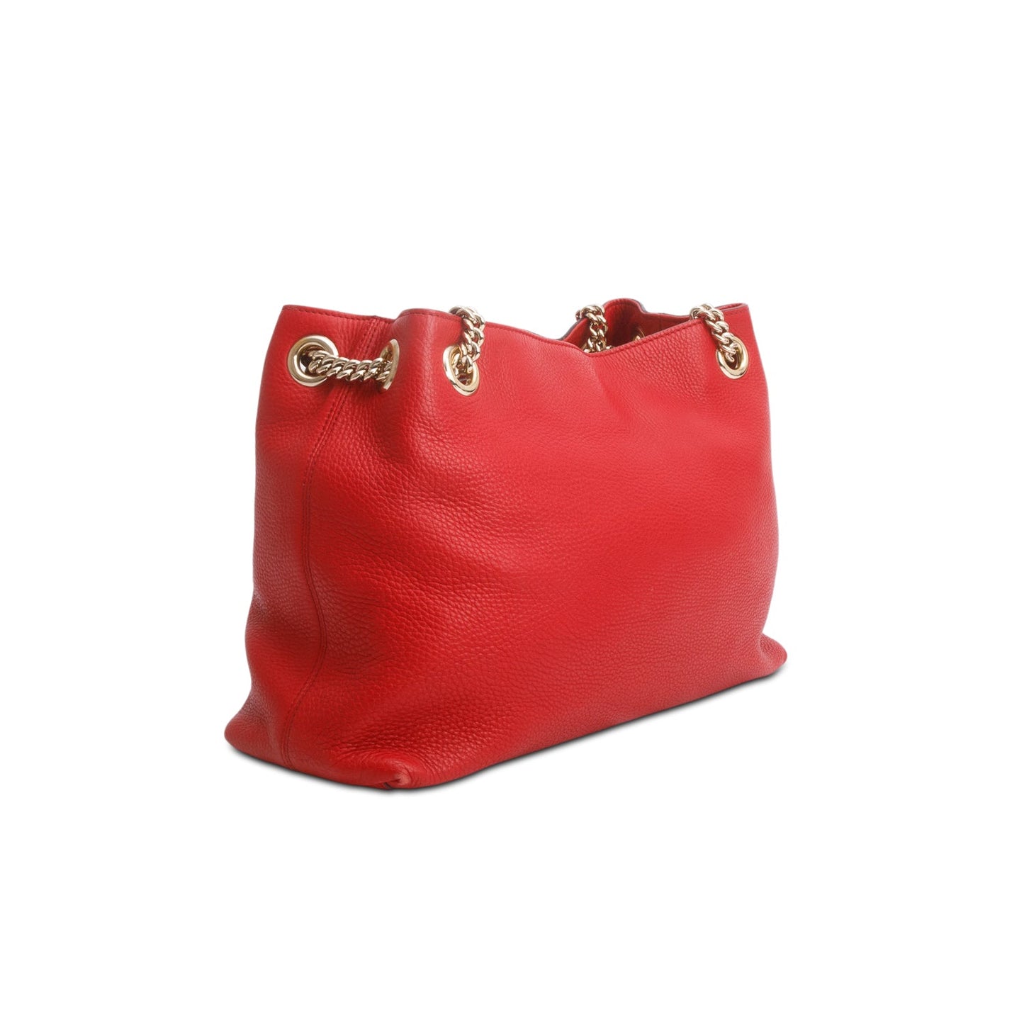 Gucci Red Grained Leather Medium Soho Chain Tote