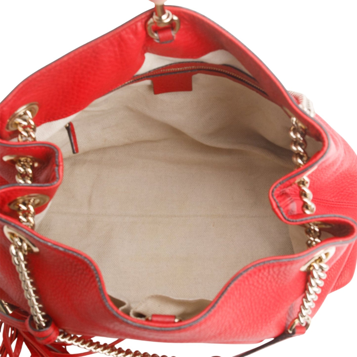 Gucci Red Grained Leather Medium Soho Chain Tote
