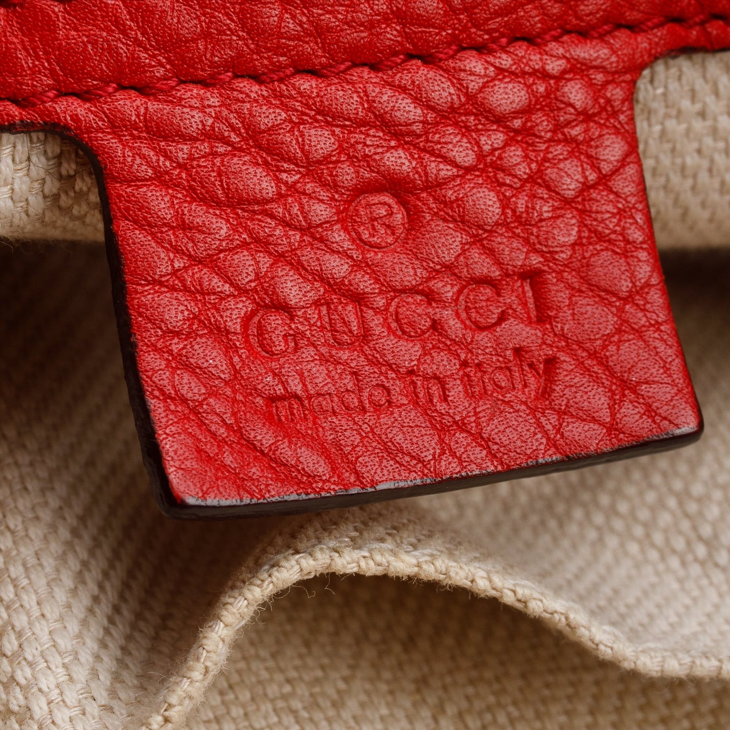 Gucci Red Grained Leather Medium Soho Chain Tote