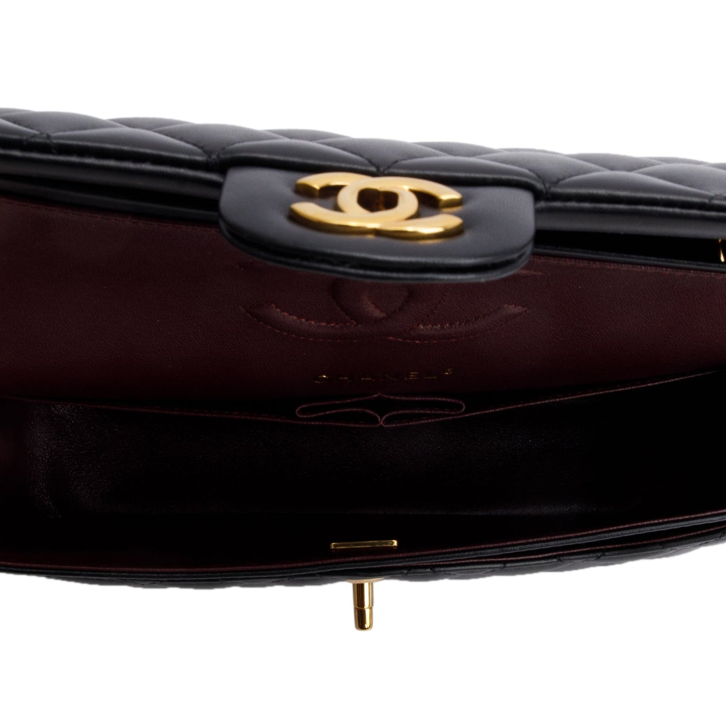 Chanel 2022 Black Quilted Lambskin Leather Classic Medium Double Flap Bag