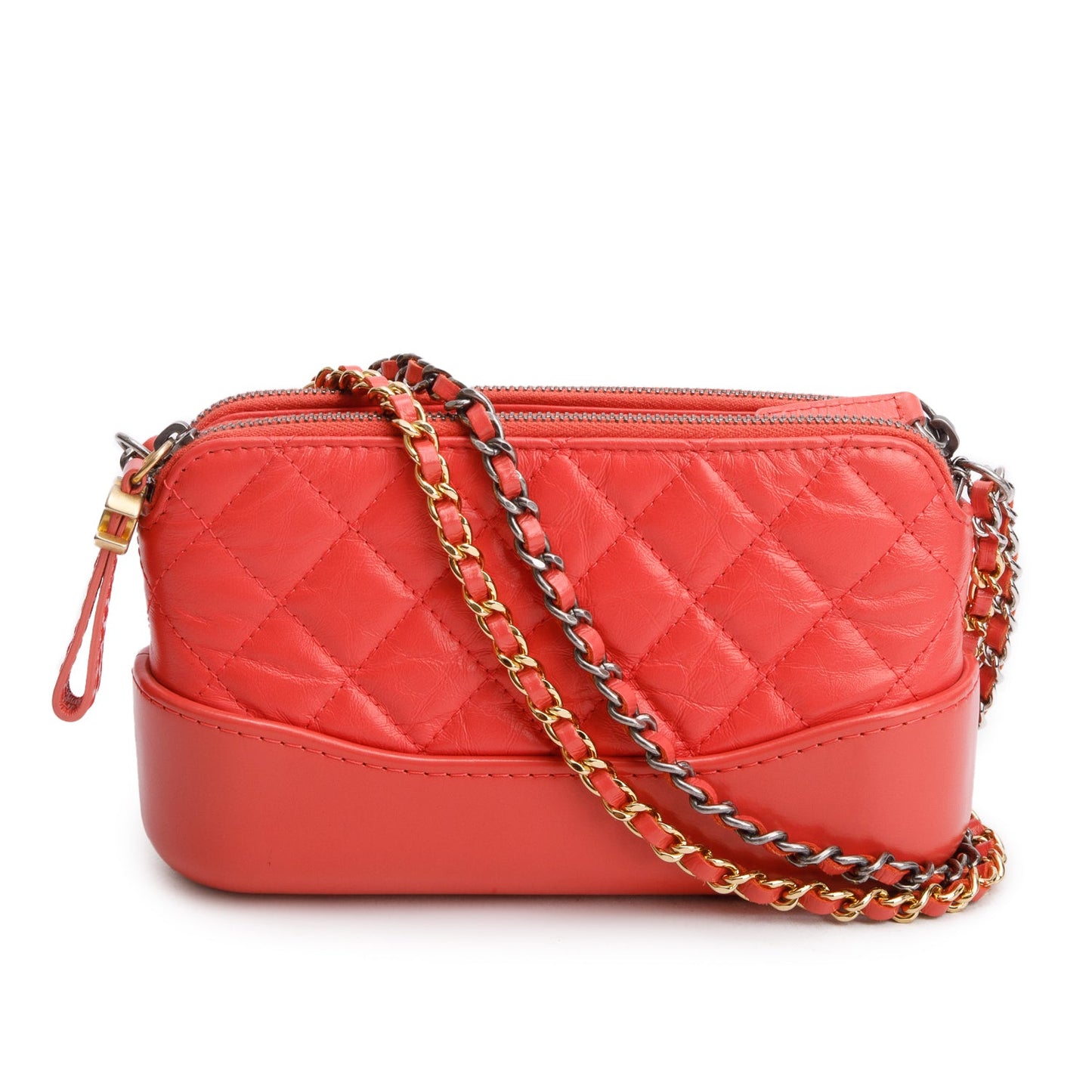 Chanel Pink Aged Calfskin Quilted Gabrielle Clutch on Chain