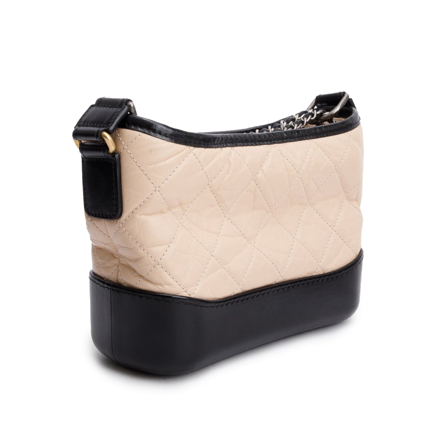 Chanel Black & Beige Aged Calfskin Leather Small Gabrielle Hobo