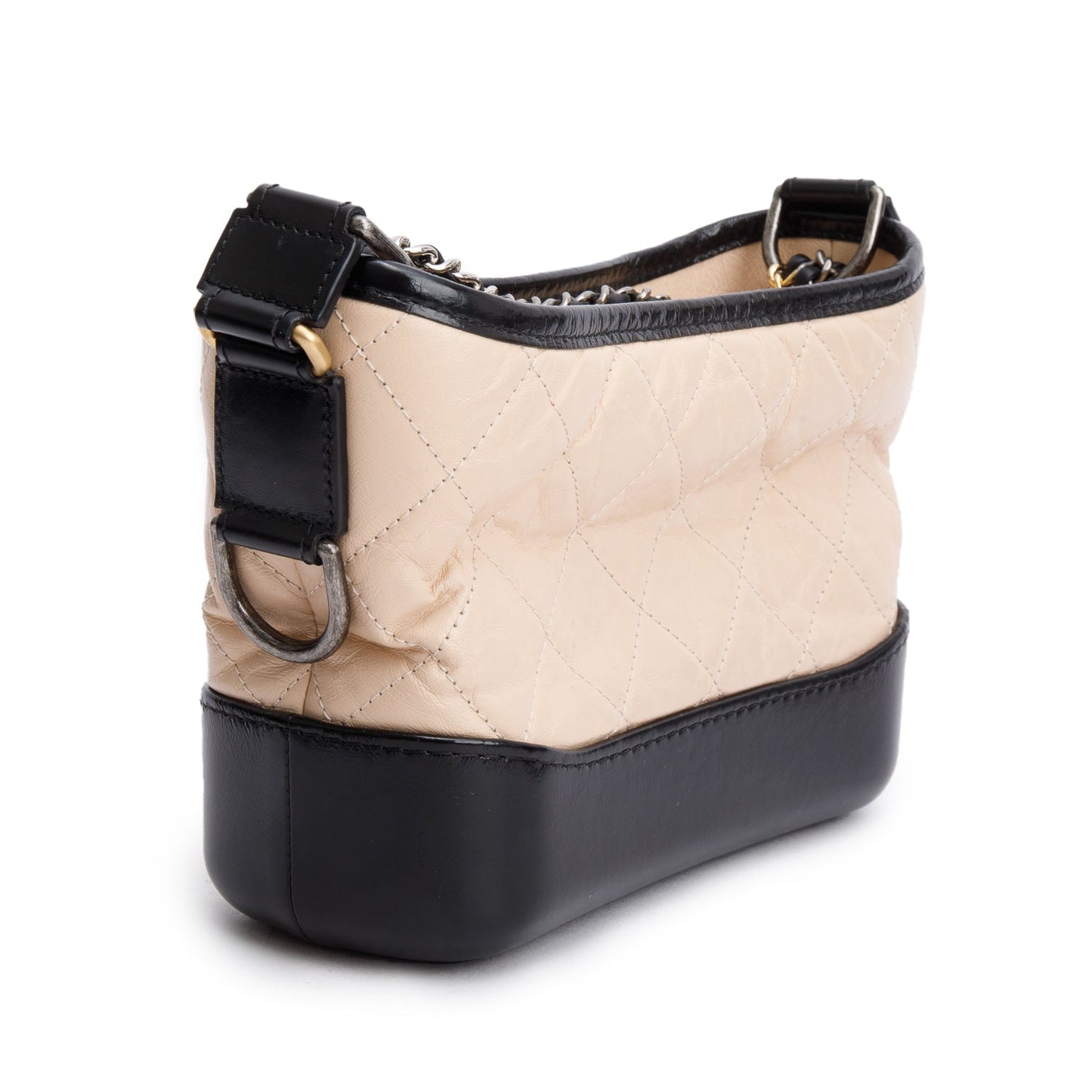 Chanel Black & Beige Aged Calfskin Leather Small Gabrielle Hobo