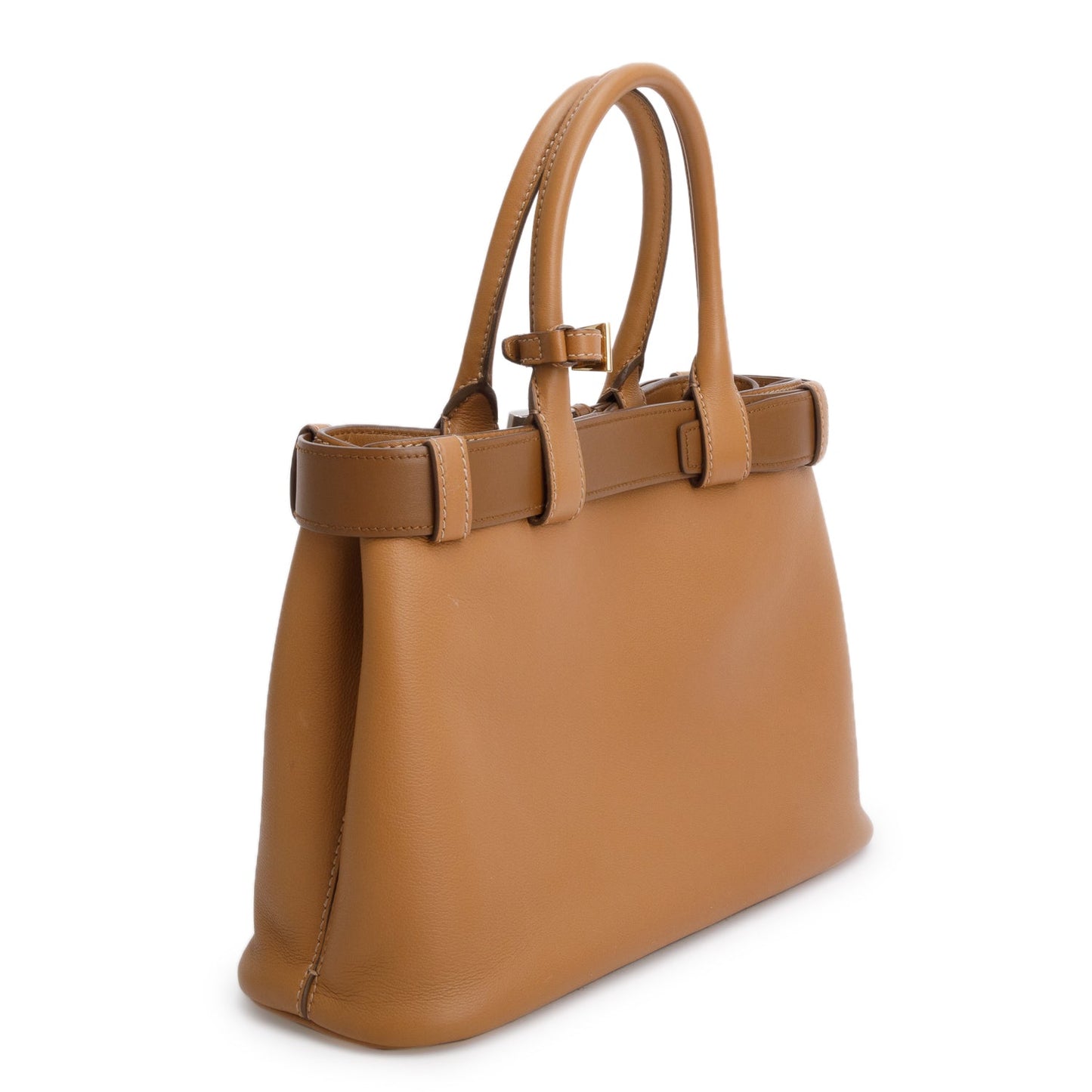 Prada Brown Nappa Leather Small Buckle Handbag