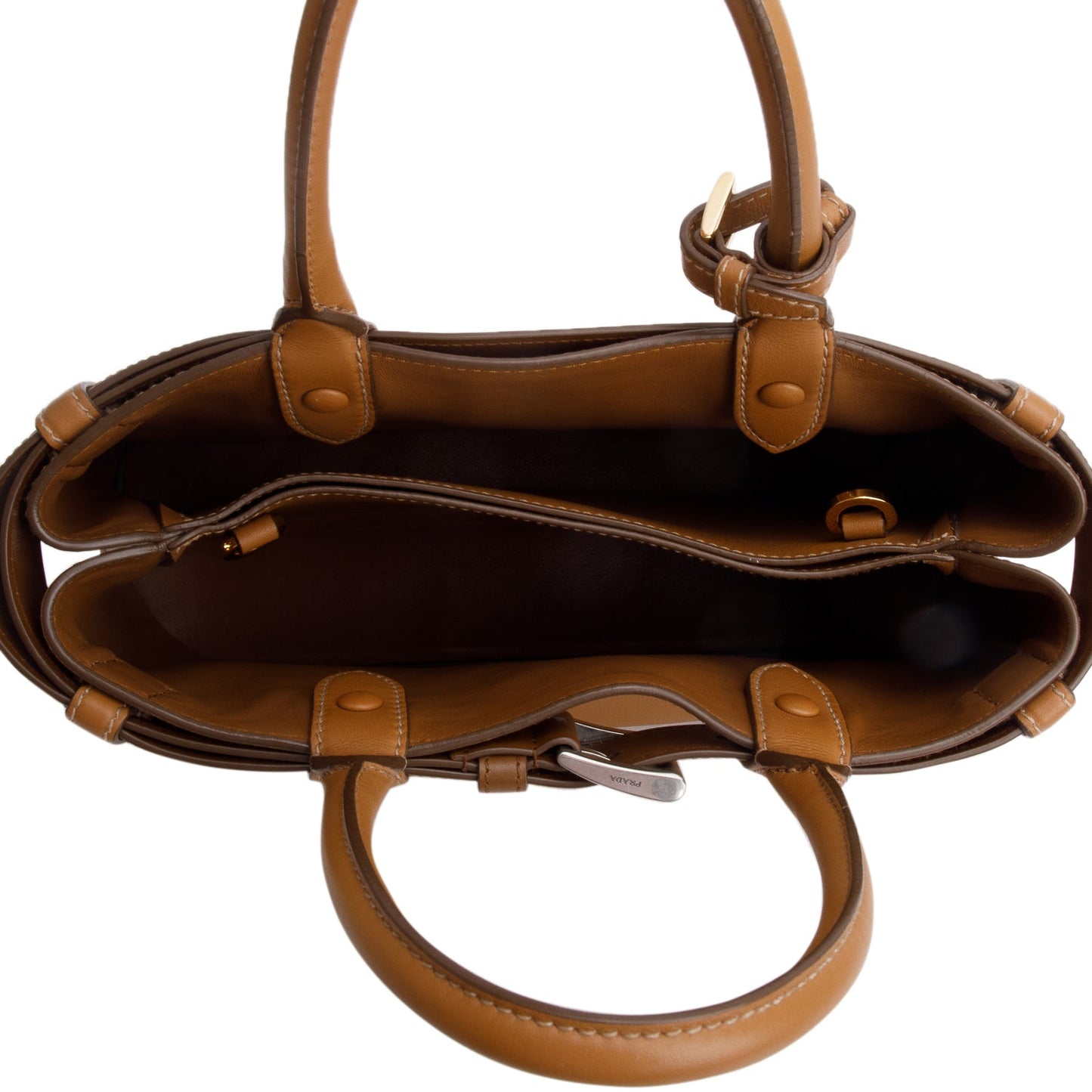 Prada Brown Nappa Leather Small Buckle Handbag