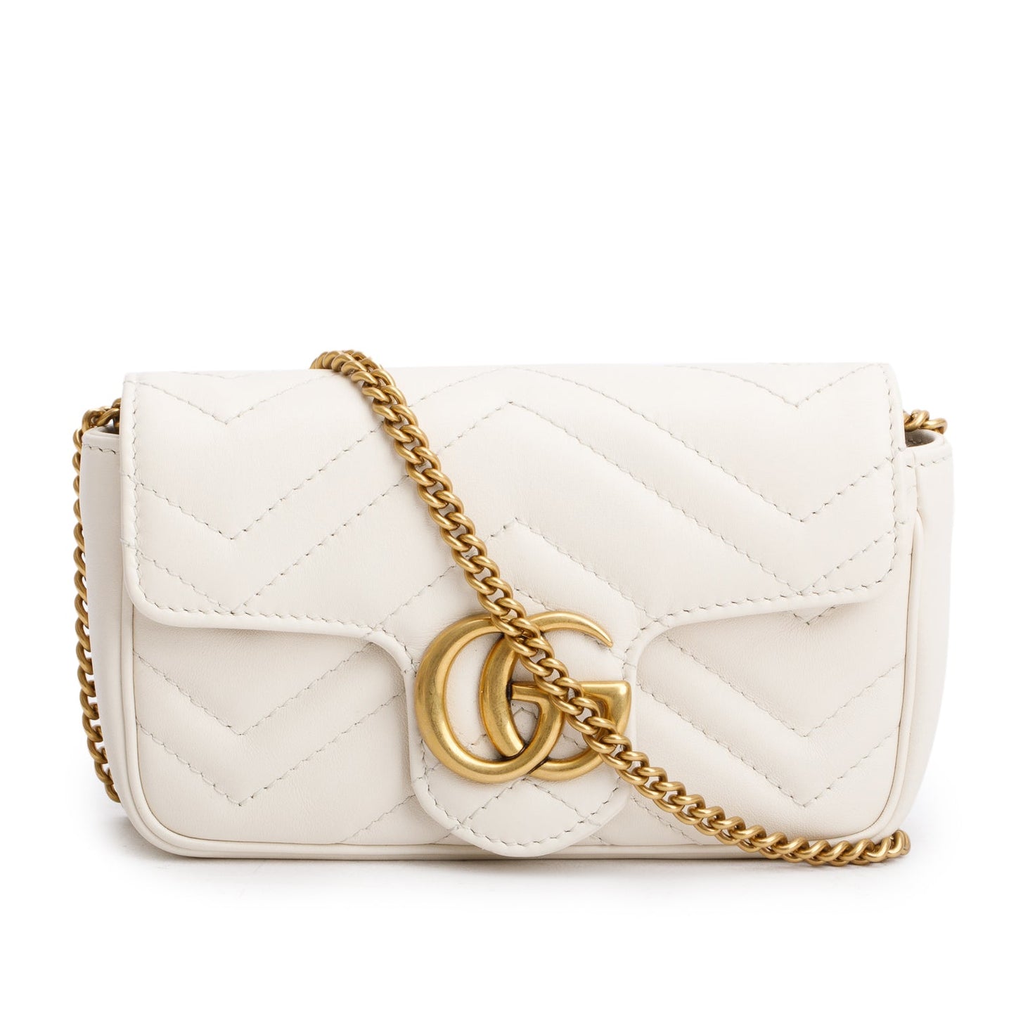 Gucci Cream GG Marmont Matelasse Leather Super Mini Bag