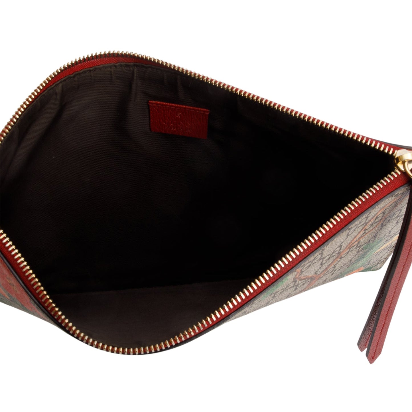Gucci Red GG Supreme Monogram Tian Large Zip Pouch