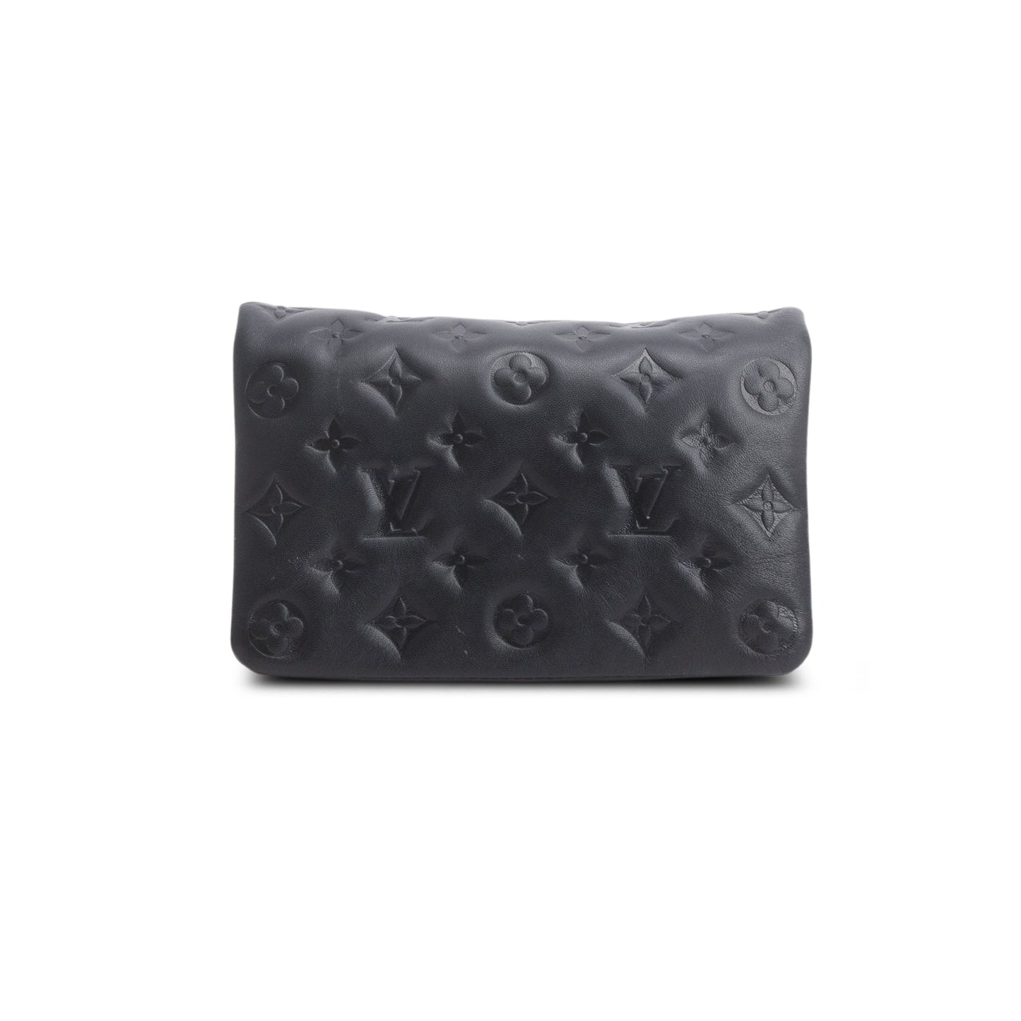 Louis Vuitton Black Lambskin Embossed Monogram Pochette Coussin