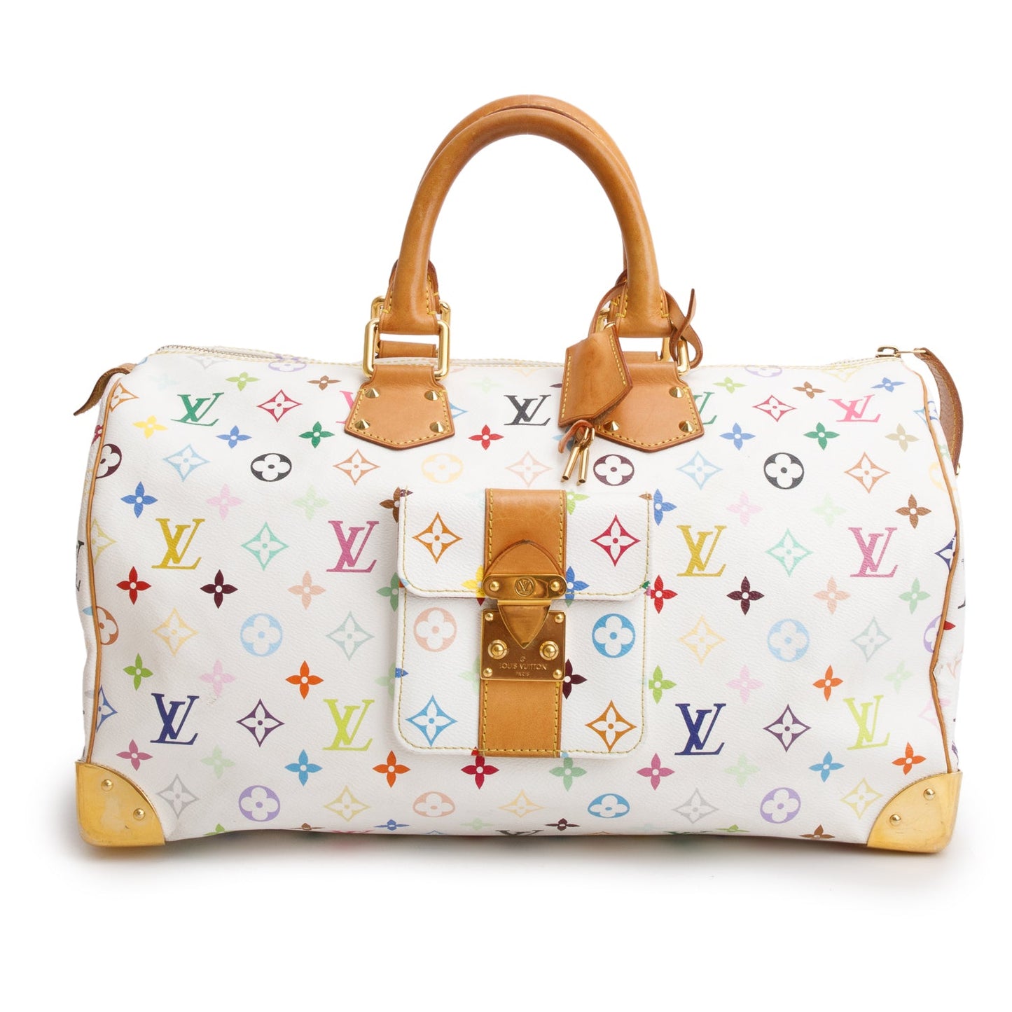 Louis Vuitton White Multicolor Speedy 40