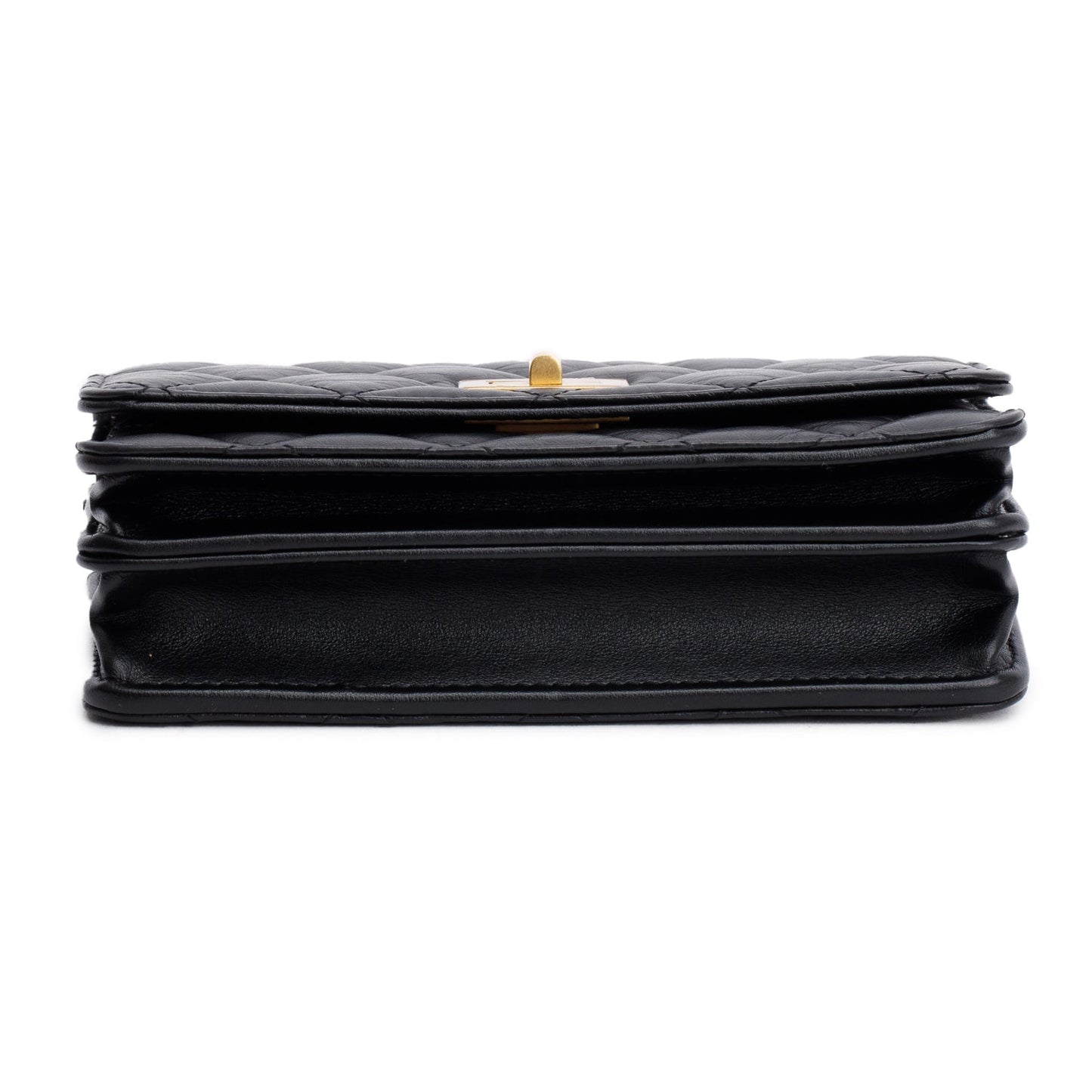 Chanel Black Aged Lambskin Quilted Mini Reissue Wallet on Chain