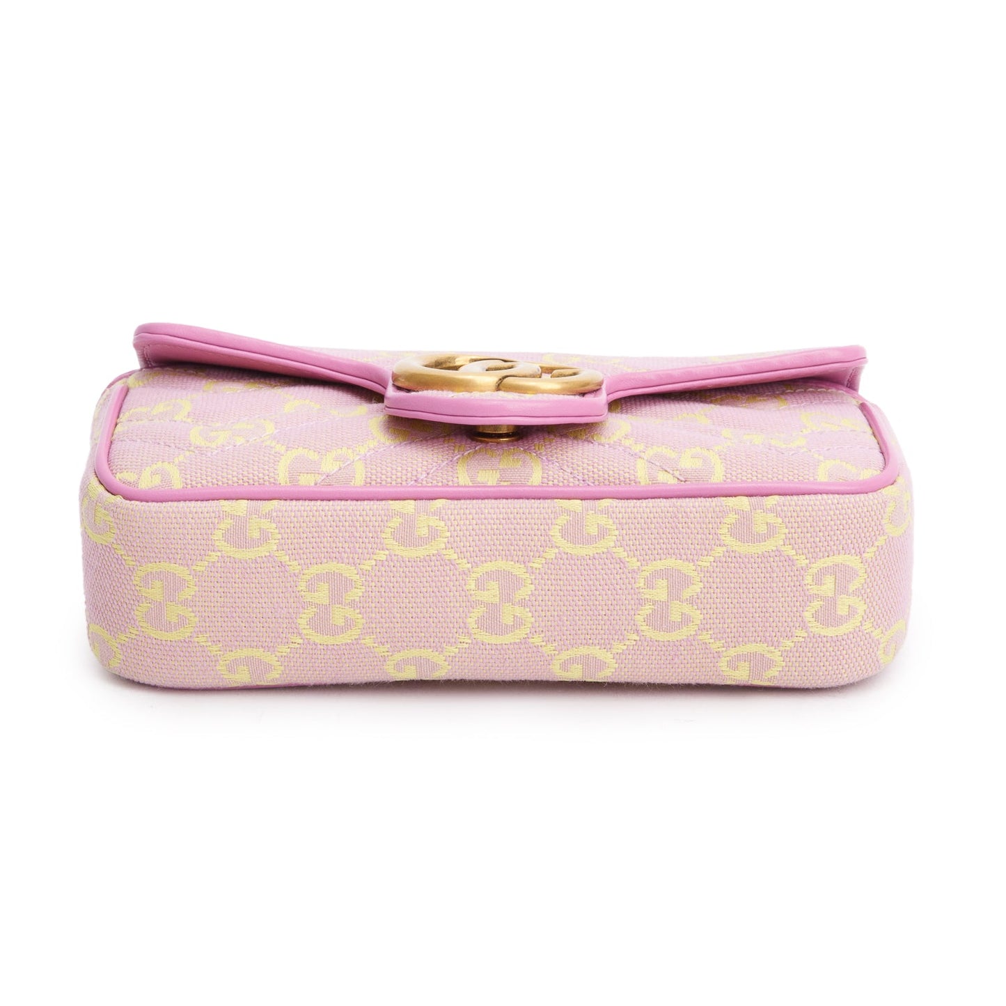 Gucci Pink/Yellow Monogram Matelasse Super Mini GG Marmont Chain Shoulder Bag