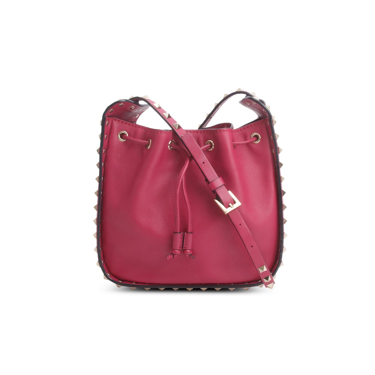 Valentino Pink Vitello Rockstud Bucket Bag
