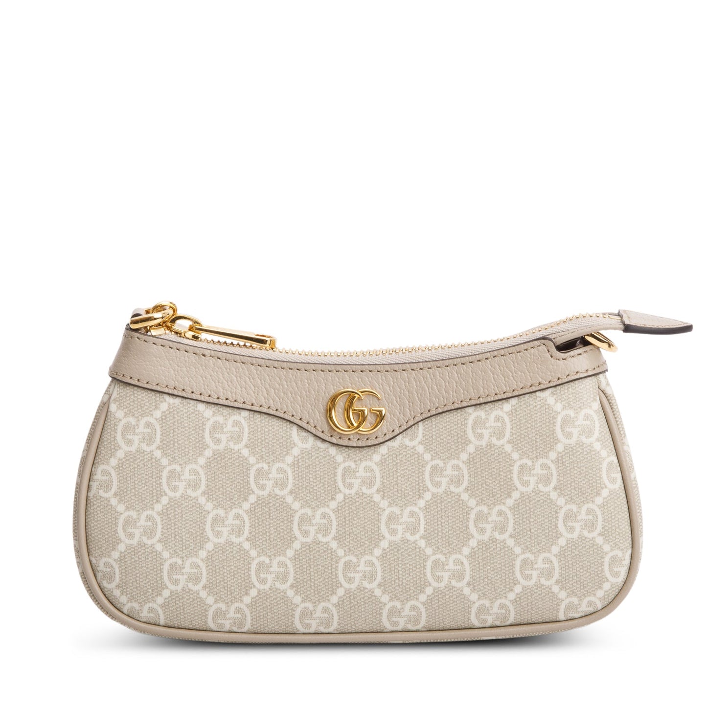 Gucci Beige GG Supreme Monogram Textured Dollar Calfskin Mini Ophidia Chain Bag