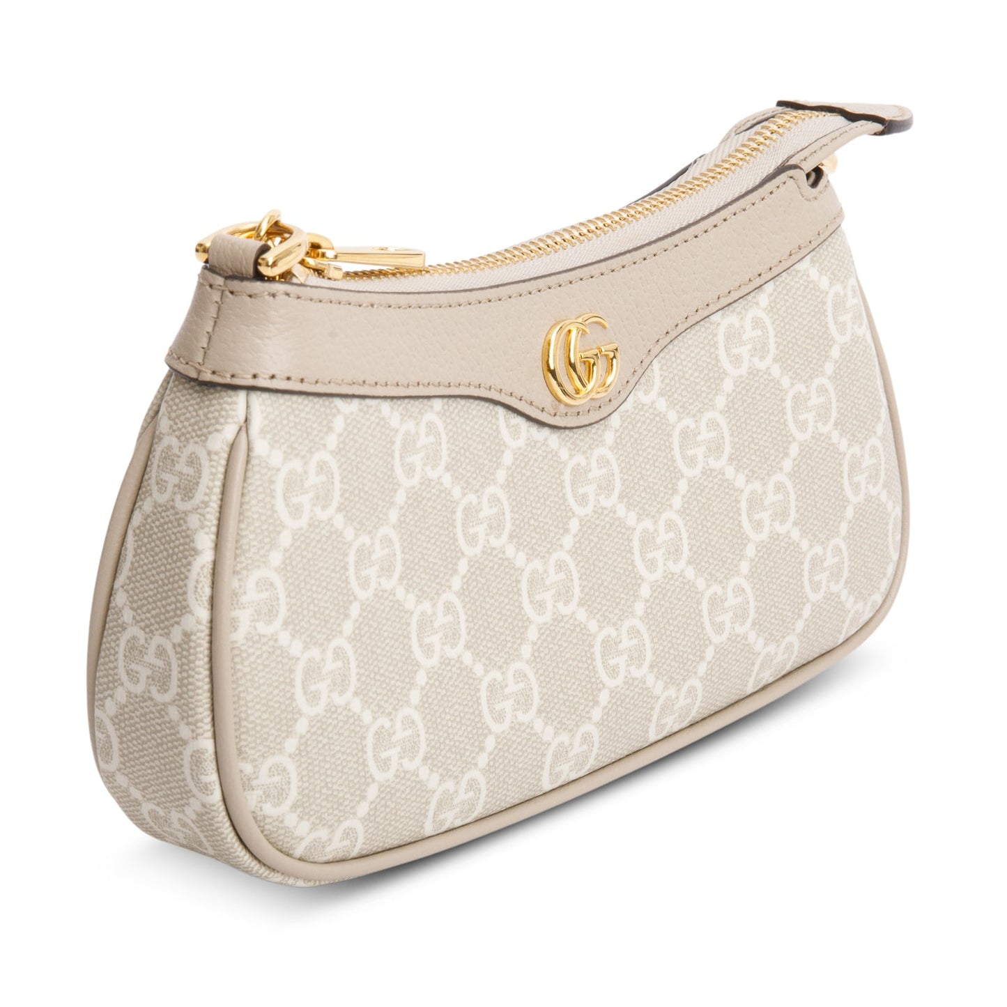 Gucci Beige GG Supreme Monogram Textured Dollar Calfskin Mini Ophidia Chain Bag