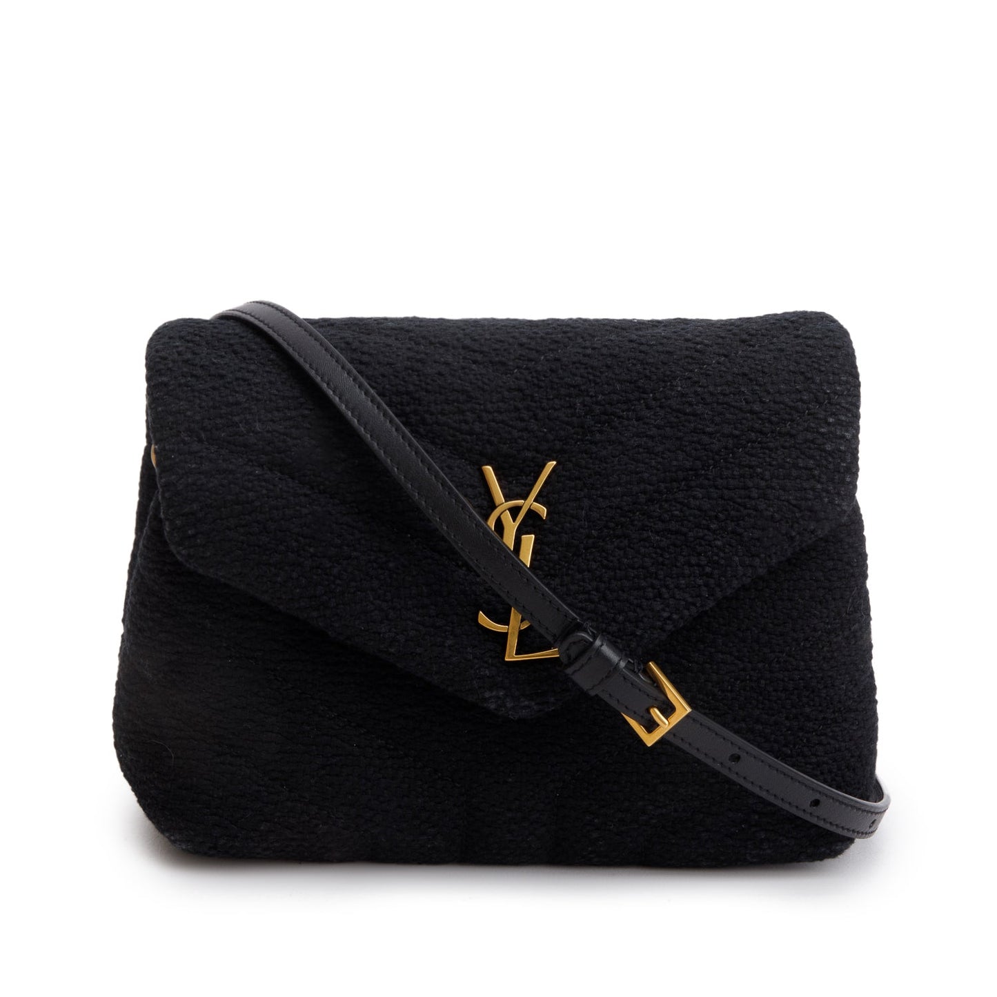 Saint Laurent 2023 Black Tweed Y Quilted Monogram Toy Loulou Crossbody Bag