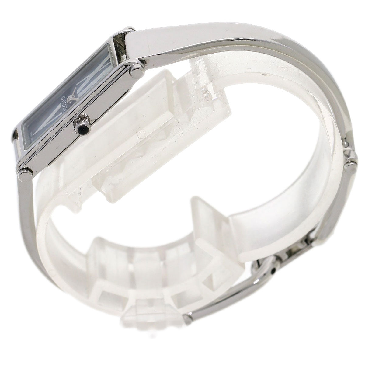 GUCCI Watches Quartz 1500L Stainless Steel , Stainless Steel Silver Square face black dial Women