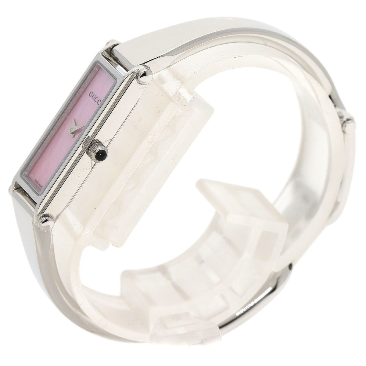 GUCCI Watches Quartz 1500L Stainless Steel , Stainless Steel Silver Square face Pink shell dial Women