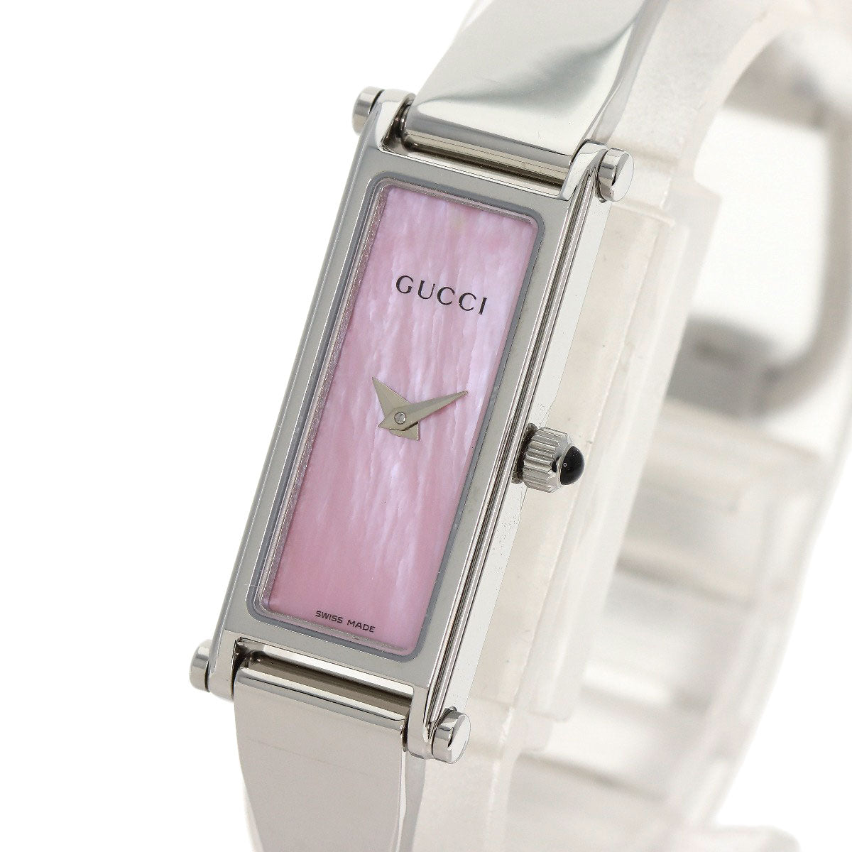 GUCCI Watches Quartz 1500L Stainless Steel , Stainless Steel Silver Square face Pink shell dial Women