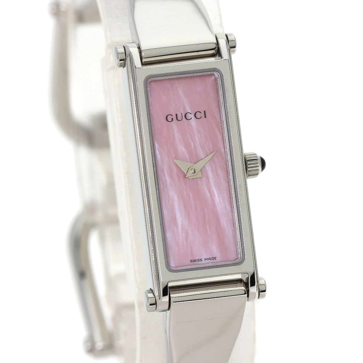 GUCCI Watches Quartz 1500L Stainless Steel , Stainless Steel Silver Square face Pink shell dial Women