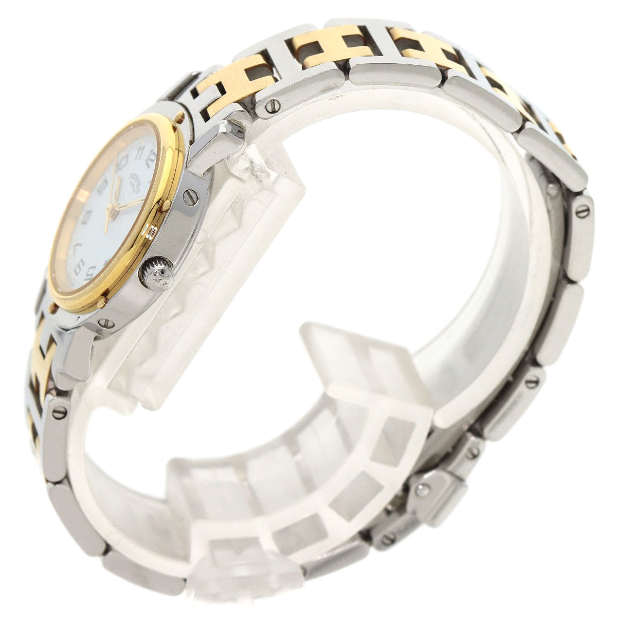 HERMES Watches Quartz CL4.220 Stainless Steel , SSxGP gold Clipper white dial Women
