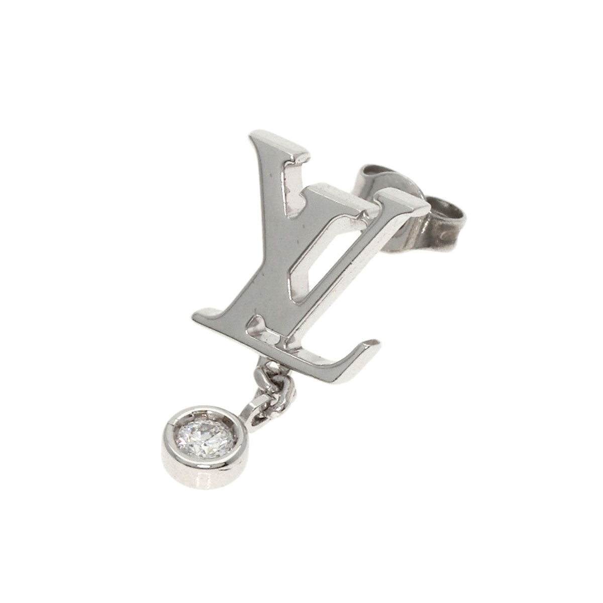 LOUIS VUITTON Pierce K18WG Silver Puce Idylle Blossom LV Diamond One side only