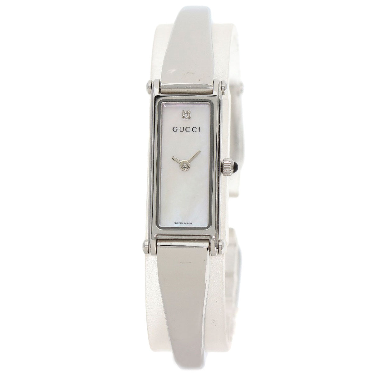 GUCCI Watches Quartz 1500L Stainless Steel , Stainless Steel Silver Square face White shell dial Women