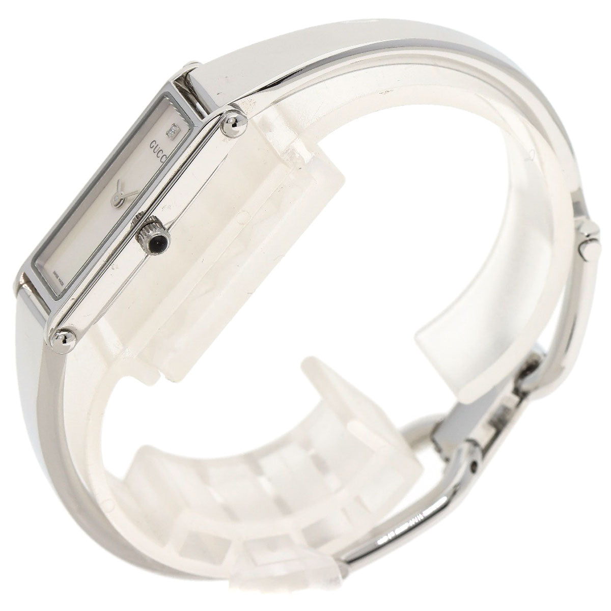 GUCCI Watches Quartz 1500L Stainless Steel , Stainless Steel Silver Square face White shell dial Women