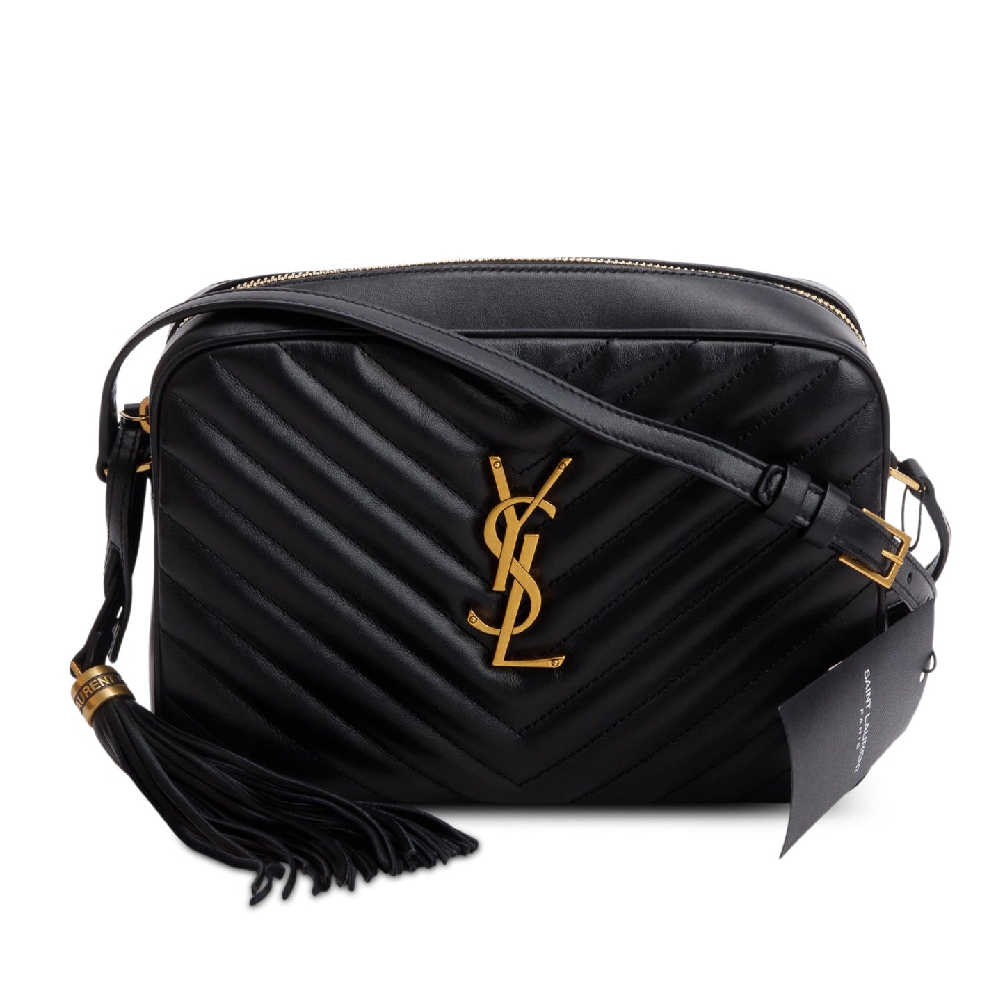 Saint Laurent 2022 Black Calfskin Matelasse Monogram Lou Camera Bag