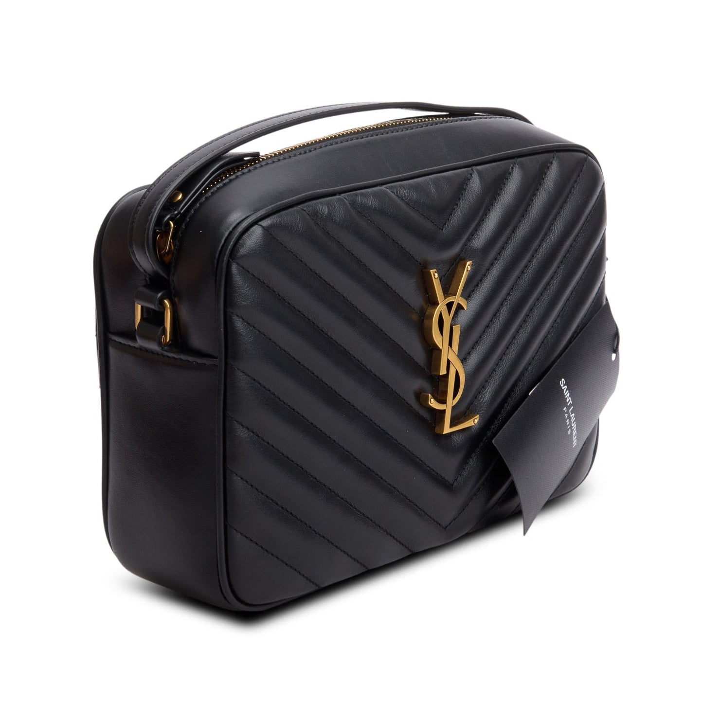 Saint Laurent 2022 Black Calfskin Matelasse Monogram Lou Camera Bag