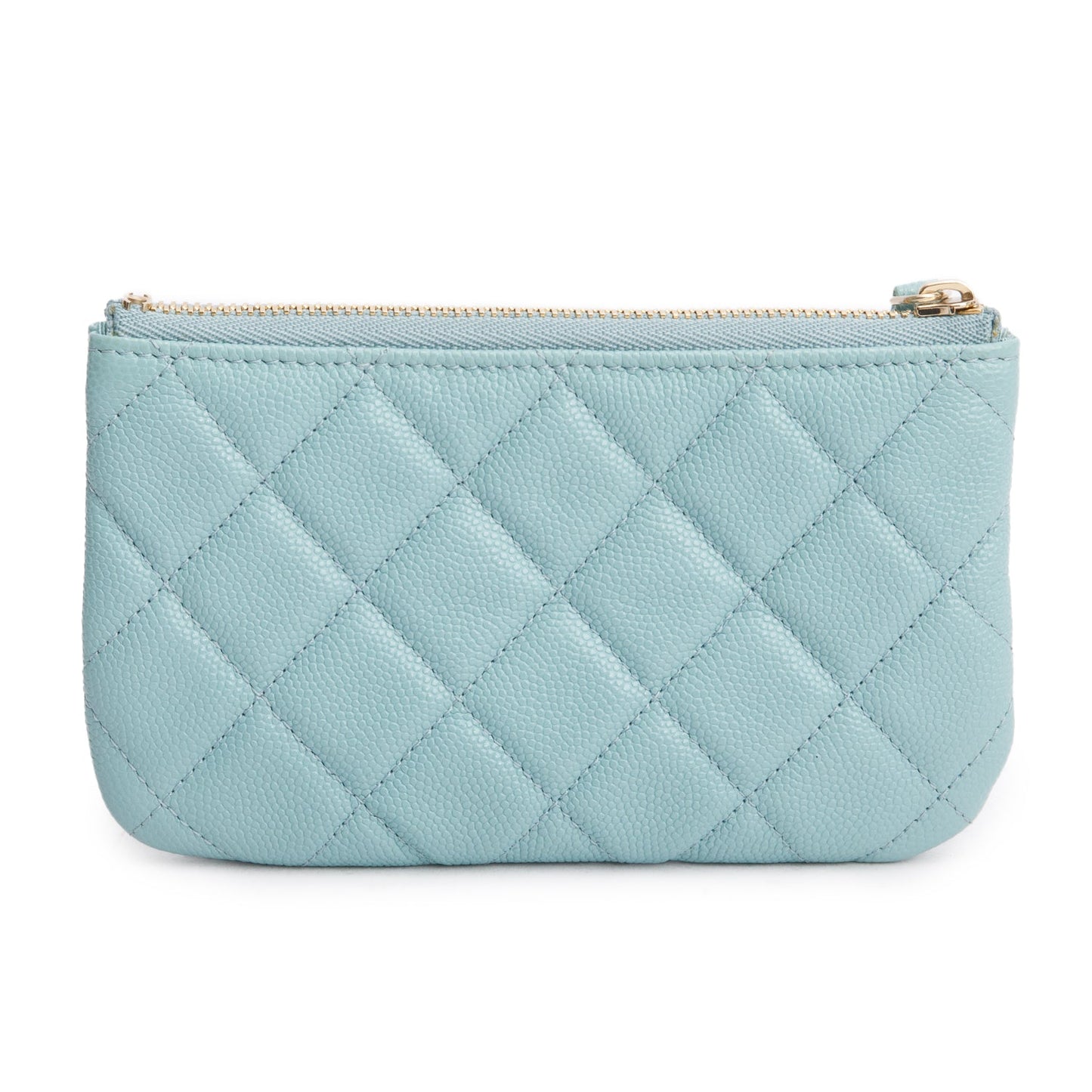 Chanel Turquoise Caviar Leather Classic Mini O-Case Zipped Pouch