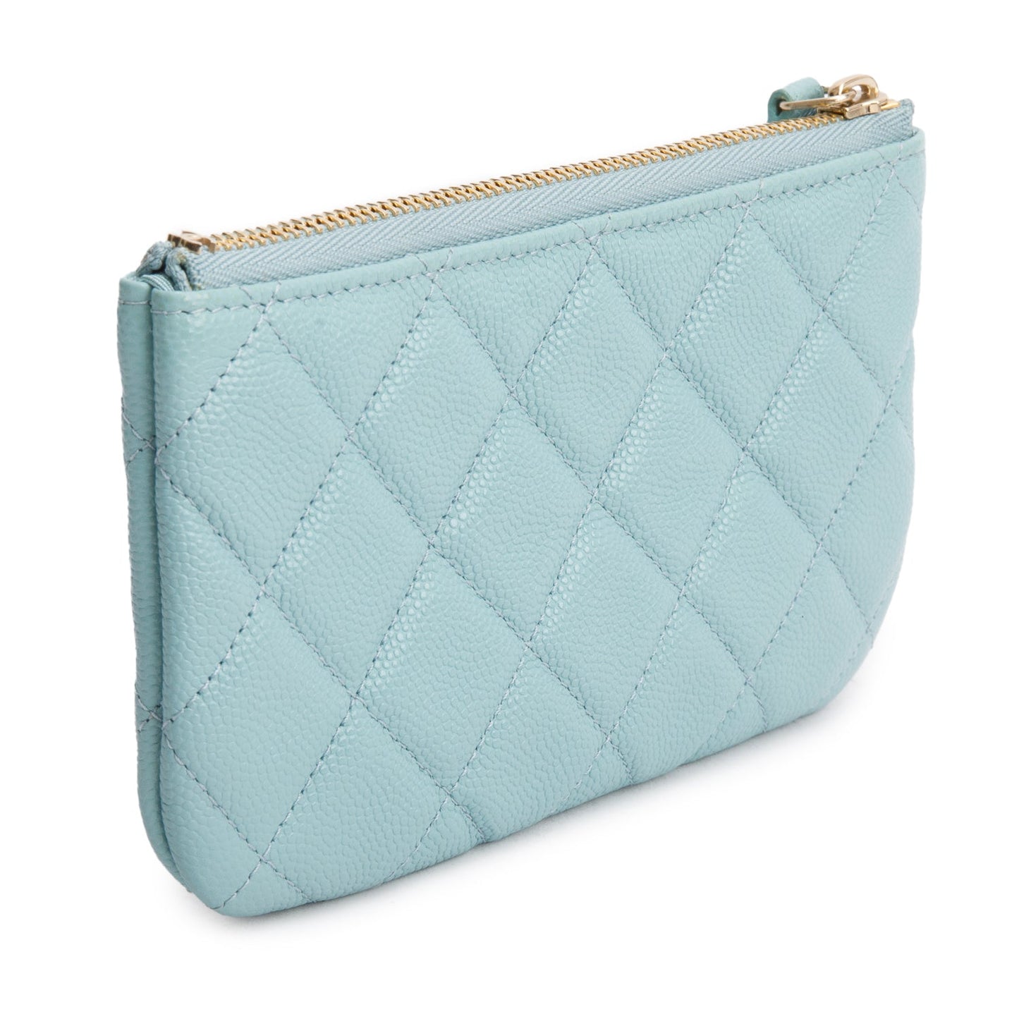 Chanel Turquoise Caviar Leather Classic Mini O-Case Zipped Pouch
