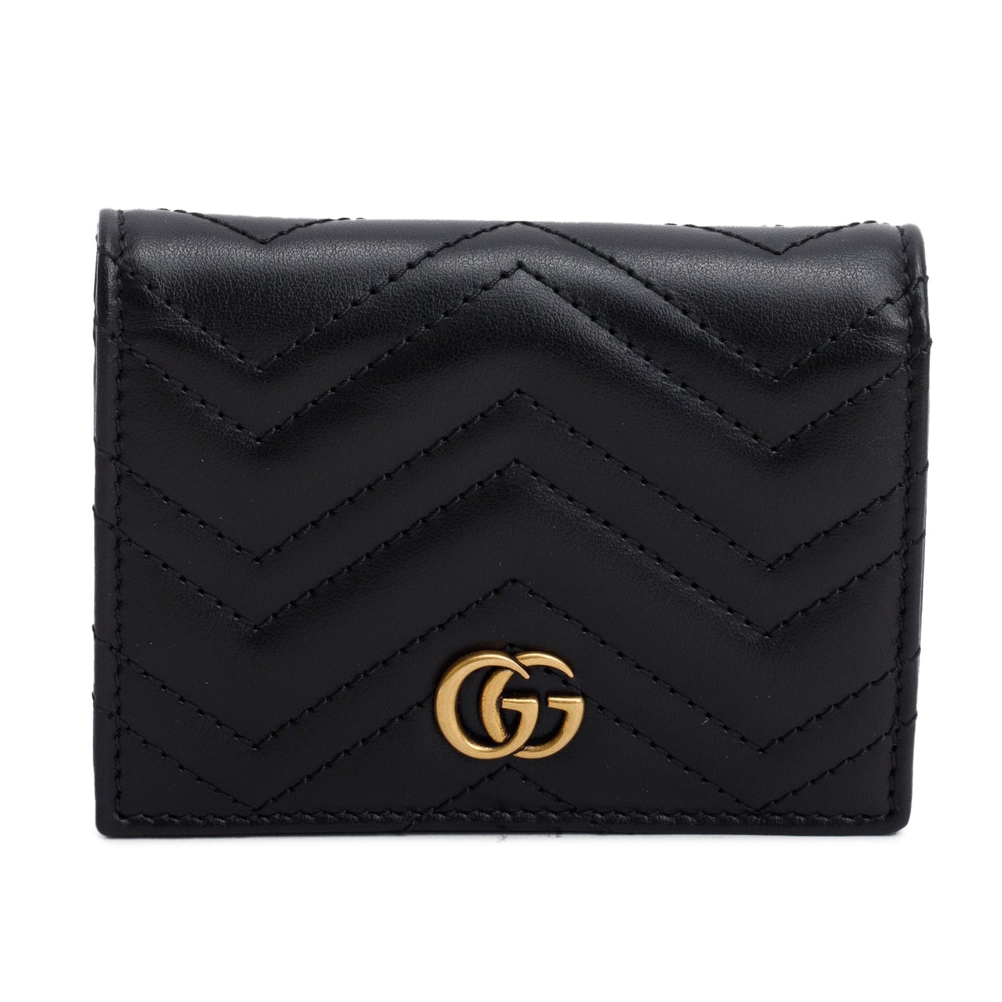 Gucci Black Quilted GG Marmont Leather Card Case Wallet