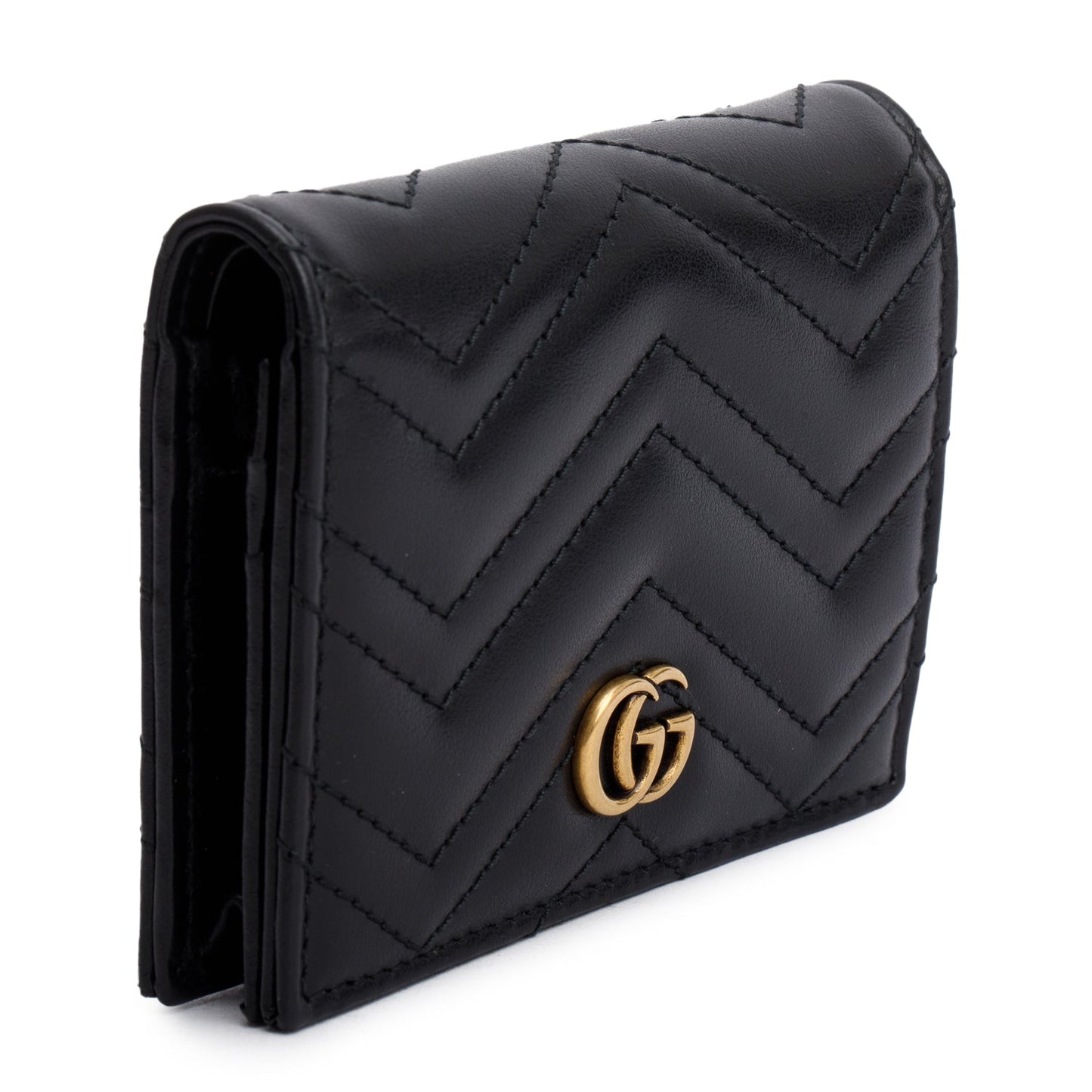 Gucci Black Quilted GG Marmont Leather Card Case Wallet