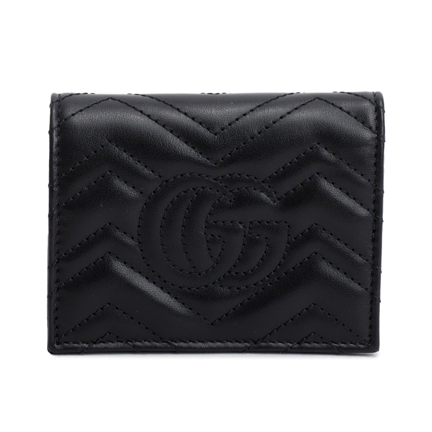 Gucci Black Quilted GG Marmont Leather Card Case Wallet
