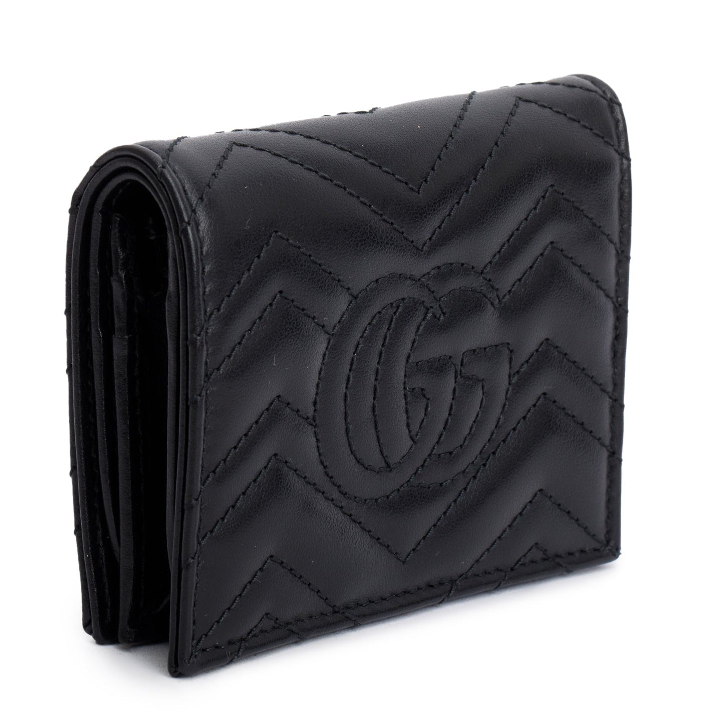 Gucci Black Quilted GG Marmont Leather Card Case Wallet
