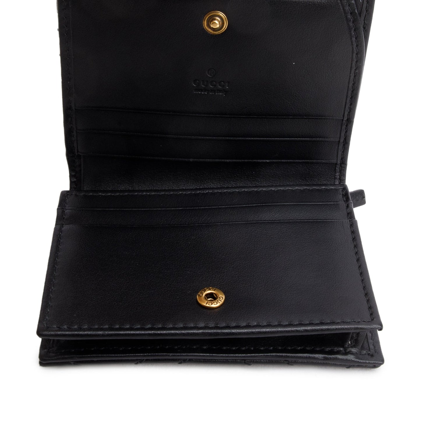 Gucci Black Quilted GG Marmont Leather Card Case Wallet