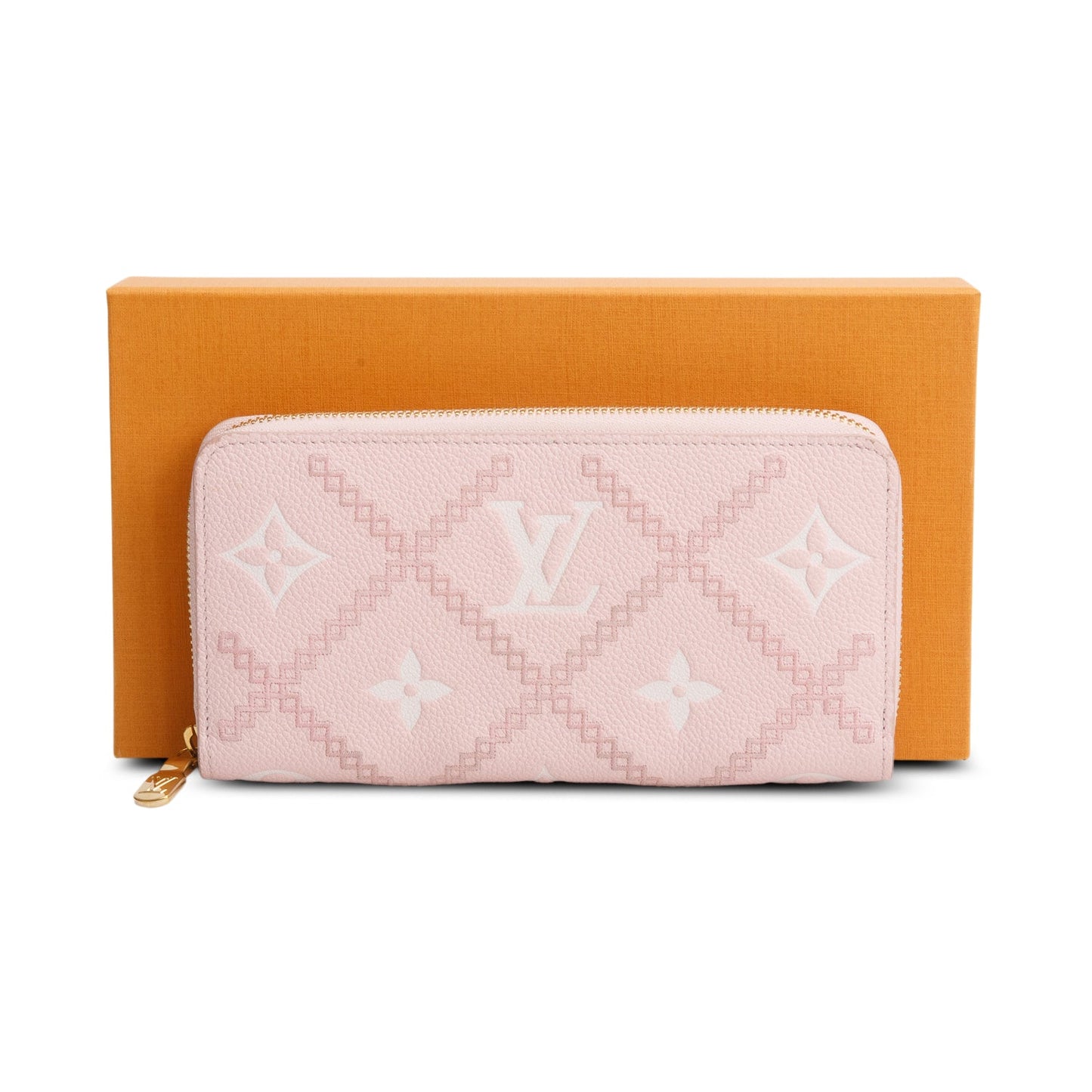 Louis Vuitton Pink Monogram Empreinte Broderie Leather Zippy Wallet