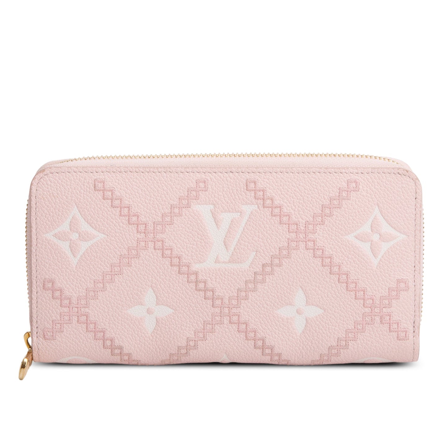 Louis Vuitton Pink Monogram Empreinte Broderie Leather Zippy Wallet